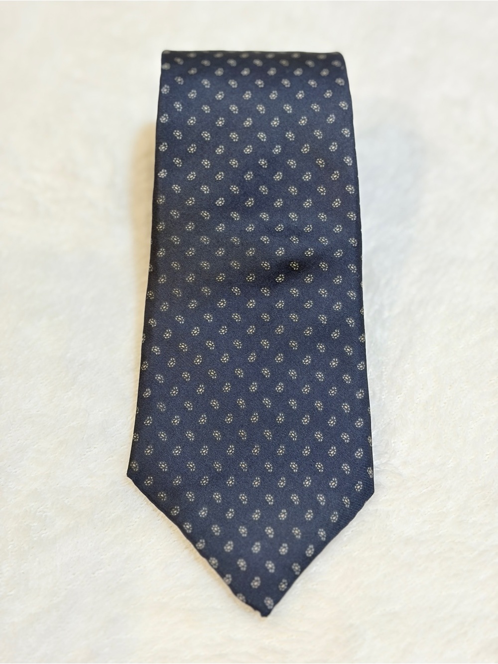 Henri Christian Navy Tie with Micro-dot Paisley Patterned